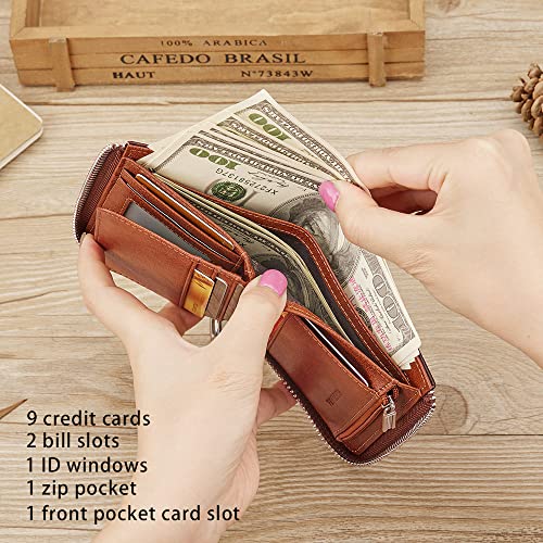 VANNANBA Wallets for Men Genuine Leather,Slim Zipper Mens Wallet RFID Blocking with Front Pocket3