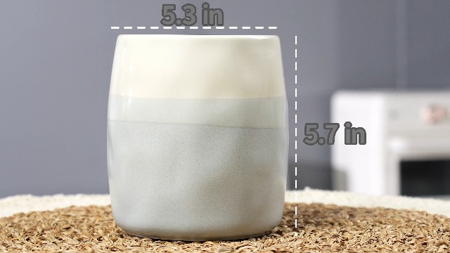 Portautensili In Ceramica Per Cucina - Organizzatore Elegante Con Design Rustico, Beige E Blu, 13.5 Cm - Foto 11