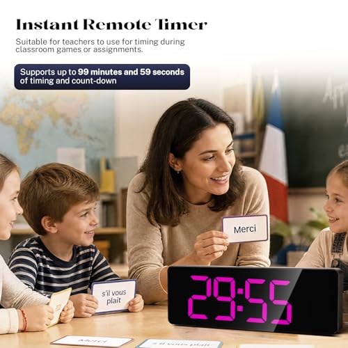 Image of Digital Wall Clocks,16 inch Large Display LED Digital Clock with Remote Control,LED Wall Clock with 8 RGB Color Night Light,Alarm,Date,Week,Temp,DST for Living Room & Office
