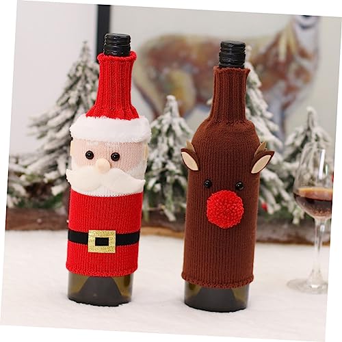 Cubiertas de botellas de vino navideñas y adornos de Papá Noel para mesa 5