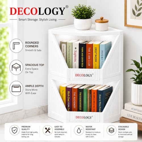 Image of DecoLogy Multipurpose Bookshelf Organiser Rack, Corner Cupboard, 4PCS