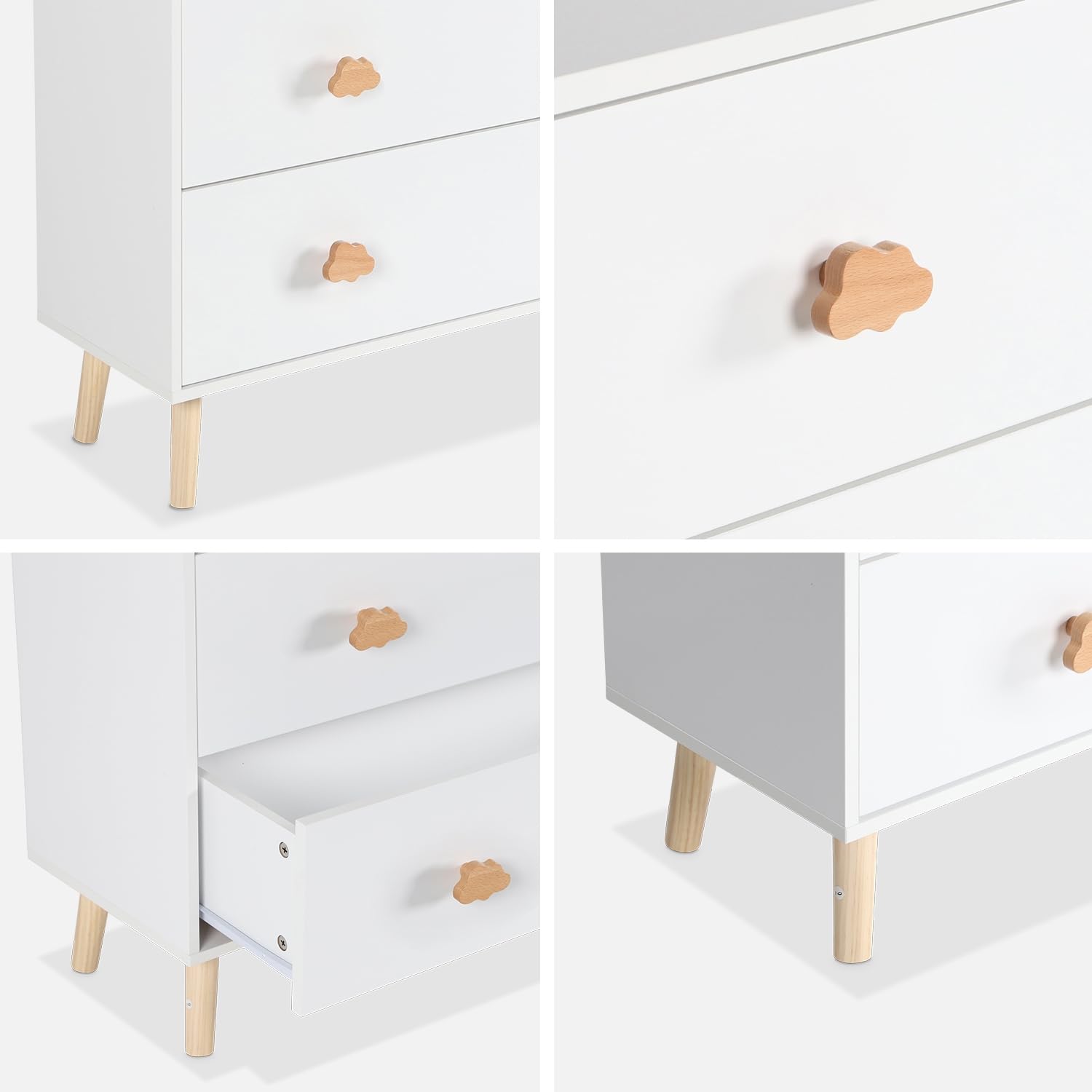 sweeek Cassettone per Bambini, 3 cassetti, Nephos, Bianco, 80x30x75.7 cm
