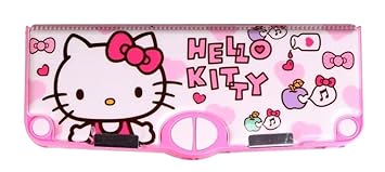 WONDER CREATURES Hello Kitty Printed Magnetic Pencil Box with Scissors and Cello Tape Slot for Unisex Kids (Pink)