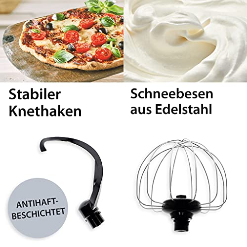 ADE Küchenmaschine mit 5 L Edelstahlschüssel | inkl. Zubehör | 1200 W | schwarz – Bild 5