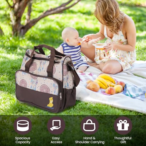 Image of Moclever 5Pcs Baby Nappy Diaper Bags Set-Baby Bags for Mom,Waterproof Maternity Bags with Bottle Bag,Food Bag&Changing Pad For Mom Dad
