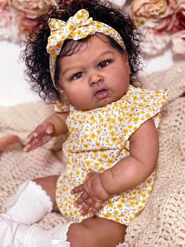 Muñeca Reborn Negra Realista 24 pulgadas miniatura 4