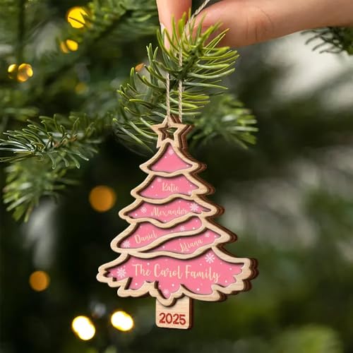 Personalized Family Christmas Tree Ornament – Custom Engraved 2-Layer Wooden Decoration for Family Gifts and Holiday Cheer - Image 4