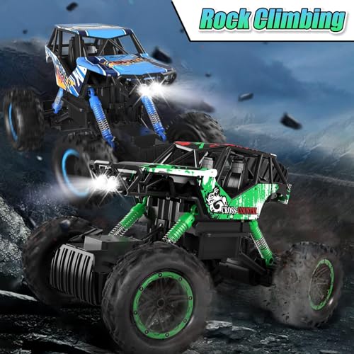Image of DOUBLE E 1:14 Scale Large Remote Control Car Monster Trucks with Head Lights, 4WD Off-Road All Terrain RC Car, Rechargeable Vehicle for Outdoor Play and Xmas Gifts