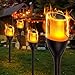 Produktbild GEARLITE Solarlampen für Außen Garten 4 Stück, Gartendeko Solarleuchten mit Klarem Lampenschirm, IP65 Wasserdichte Solar Fackeln mit Tanzenden Flammen für Balkon Outdoor Hof Terrasse