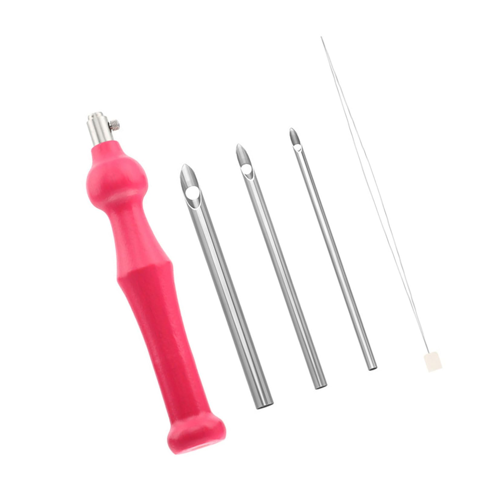 3 têtes d'aiguilles à poinçonner, 1 enfileur, Manche en Bois, Stylo à Broder