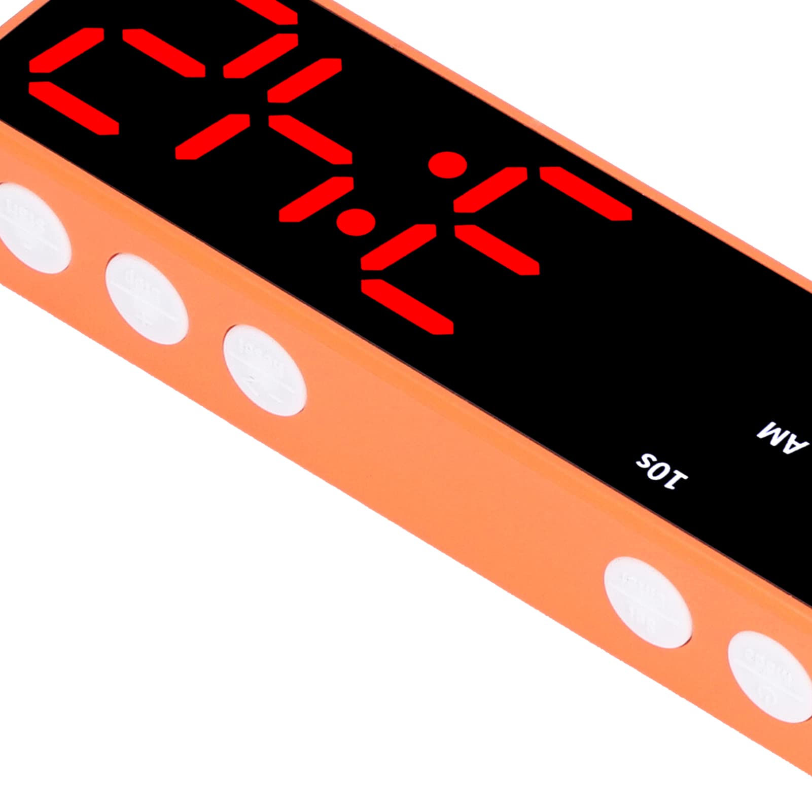Atyhao Reloj Digital Reloj electrónico Botón magnético 5 Funciones 12H/24H con Cable USB para Gimnasio de Oficina Marco Naranja + Pantalla Azul y roja