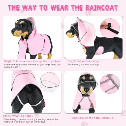 BSEEN Reflective Dog Rain Jacket- Waterproof Puppy Raincoats, Lightweight Dog Rain Coats, Adjustable Hooded Dog Poncho with Transparent Cap Brim (Pink, Small) BSEEN Reflective Dog Rain Jacket- Waterproof Puppy Raincoats, Lightweight Dog Rain Coats, Adjustable Hooded Dog Poncho with Transparent Cap Brim (Pink, Small)