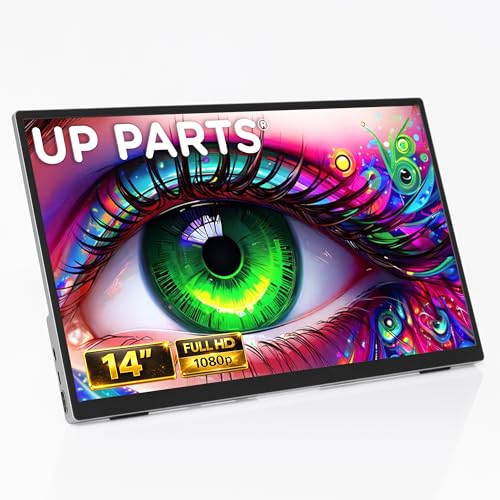 UP PARTS® Monitor Portatile, Monitor touchscreen, Schermo portatile, 140AT – 14 Alluminio, Touchscreen,Full HD 1920x1200, IPS, USB-C e HDMI, Ultra Sottile, Leggero, Altoparlanti, Azienda Italiana