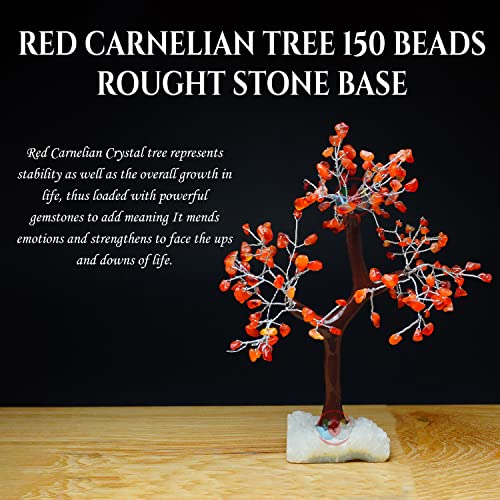 Image of REMEDYWALA Charged Red Carnelian Crystal Tree Cluster Base for Reiki Healing (150 Beads)