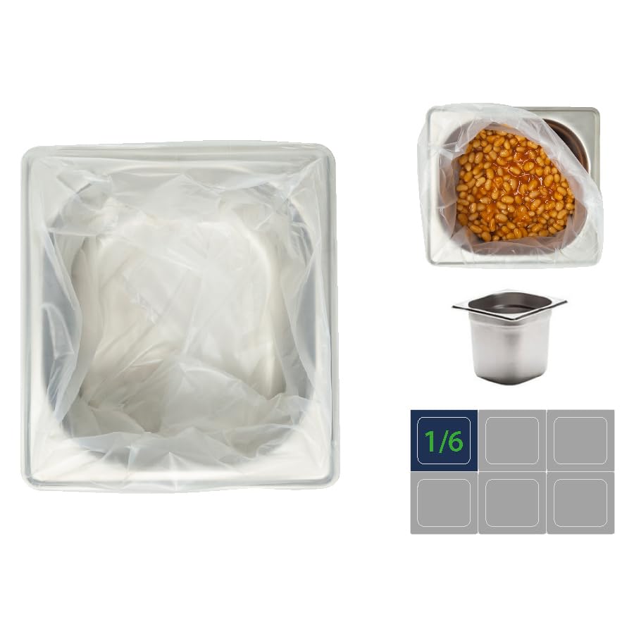Deli Supplies 100 x 1/6 Gastronorm Bain Marie Pot Liners Easyliners Disposable Food Safe Polythene Heat Resistant 30 Micron Tray Liners