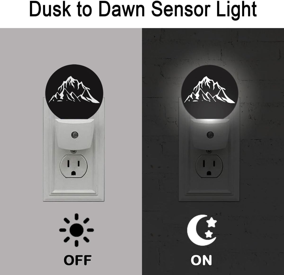 Black White Mountain Night Light Auto Sensor Led Dusk to Dawn Lamp Home Decor for Men Women image 3