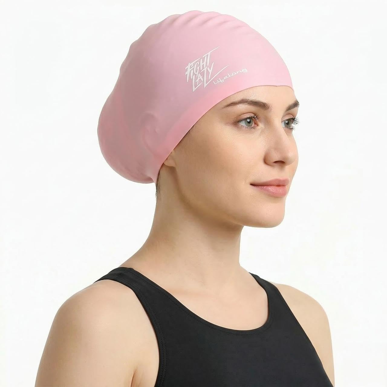 Lifelong Swimming Cap for Women - Swim Hair Caps for Long Hair- Waterproof Head Cover Cap - Silicone Hair Cover Cap for Adult Women-image-2