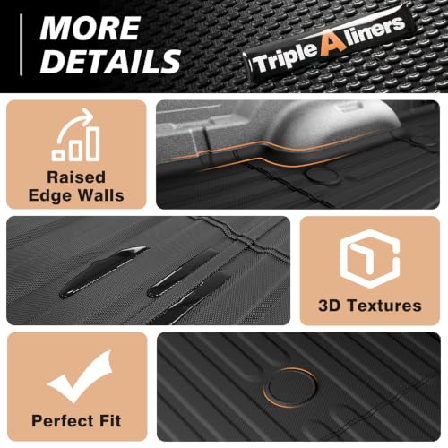 Image of TripleAliners 8FT(96 inch) Truck Bed Mat for 2019-2025 2026 Ram 2500 /3500 /4500 | (Won't fit Rambox) All Weather Protection, TPE Pickup Bed Liner with Raised Wall, Custom Fit, Anti-Slip, Durable