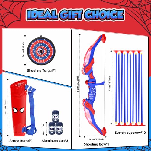 Joozmui Bow and Arrow Set Kids with LED Lighting, Boys Toys Age 3 4 5 6 7 8 9 10 11 12, Kids Garden Toys for 3-12 Year Old Boys Including Bow, Quiver, 10 Arrows, Hanging Target and 3 Score Targets - Image 3
