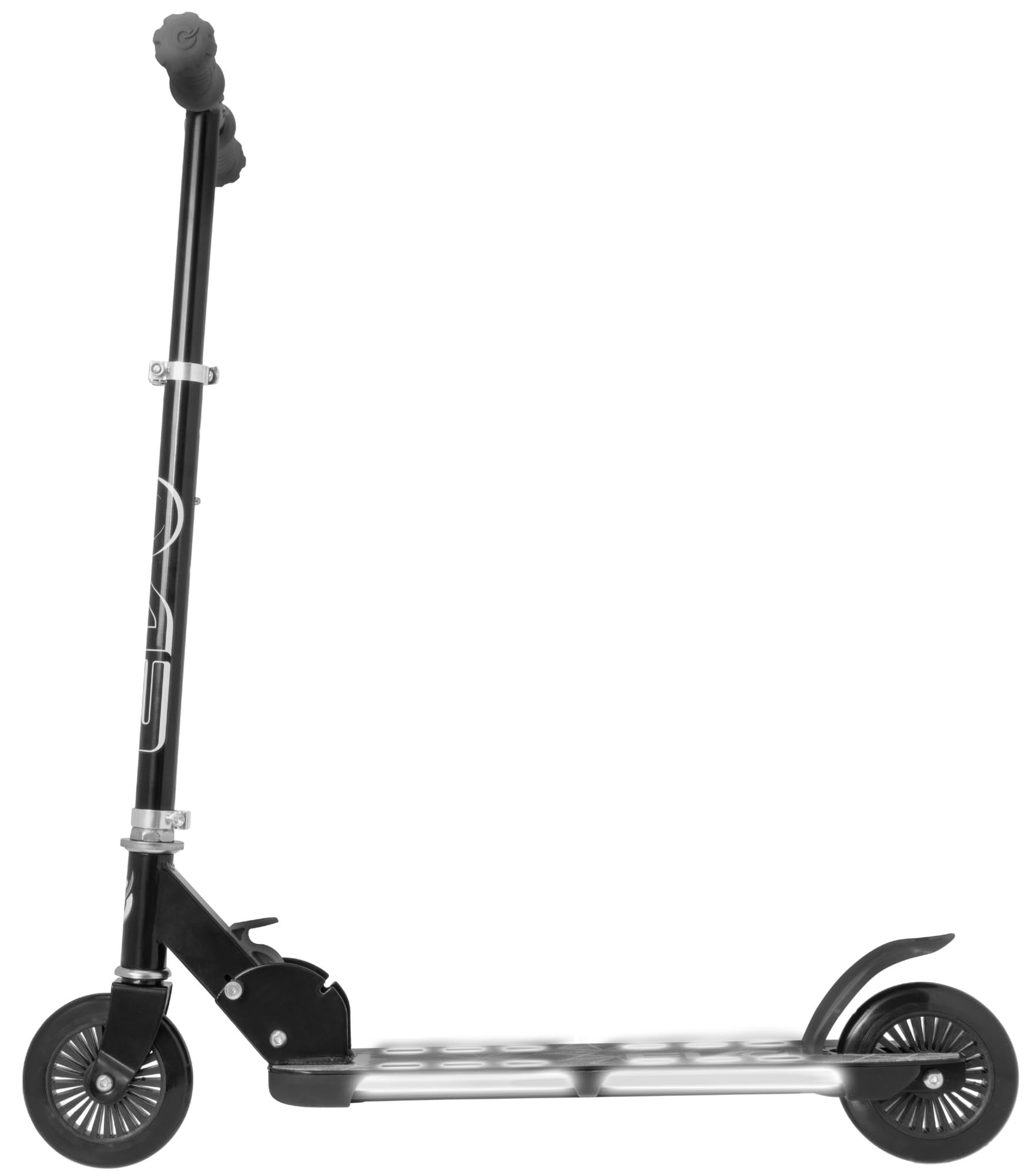EVO Trottinette pliable et réglable à deux roues pour enfants, avec plateforme lumineuse, couleur noir