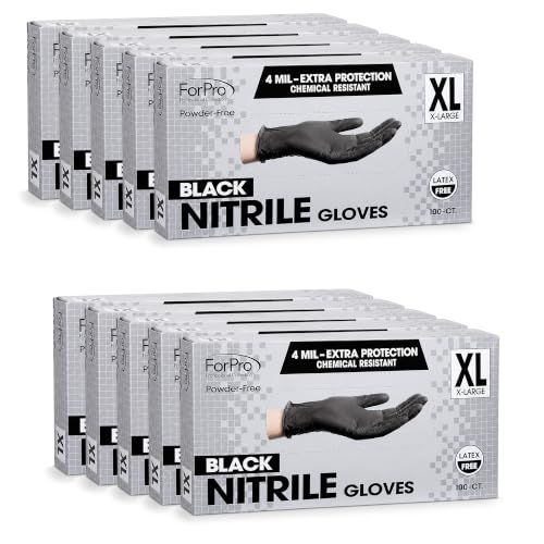 Image of ForPro Disposable Nitrile Gloves, Chemical Resistant, Powder-Free, Latex-Free, Non-Sterile, Food Safe, 4 Mil