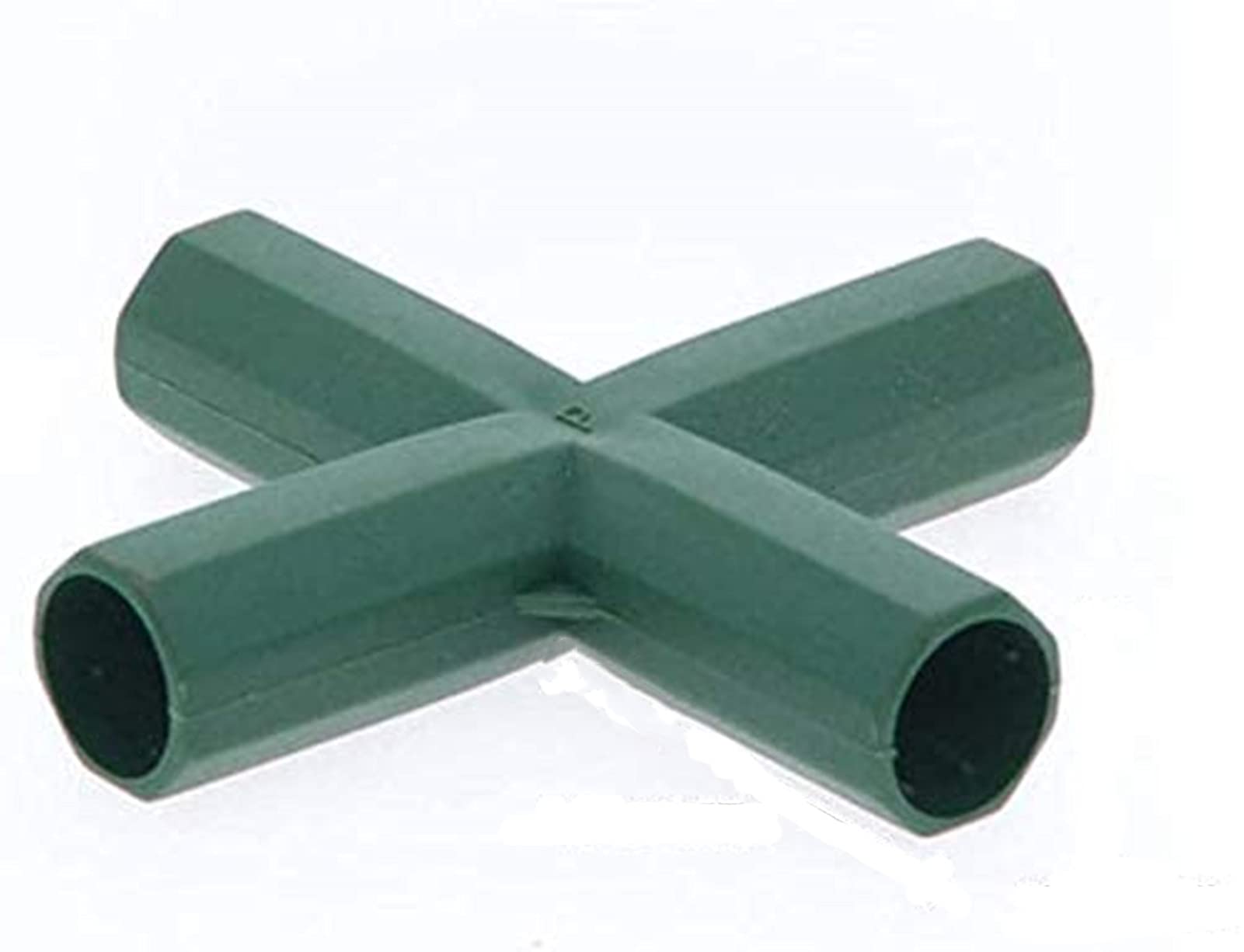 15 Pieces 16MM Greenhouse Frame Connectors Plastic Coated Canes PVC Fitting Stable Support Gardening Building Fruit Supports Cages Netting Frames Fencing Cane Rods (Green 4 Way Cross Connector)