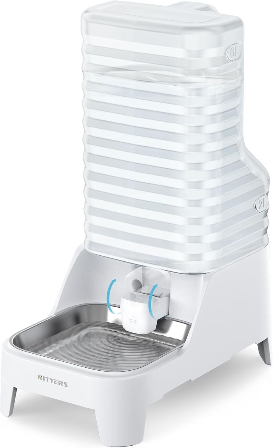 Dispensador Automático de Tazón de Agua para Perros con Grifo Patentado - Dispensador de Agua para Gatos de Gran Capacidad de 6L con Filtro y Base Ajustable, Boca Ancha para Fácil Limpieza, Exento de Global Recycled Standard Global Recycled Standard Global Recycled Standard