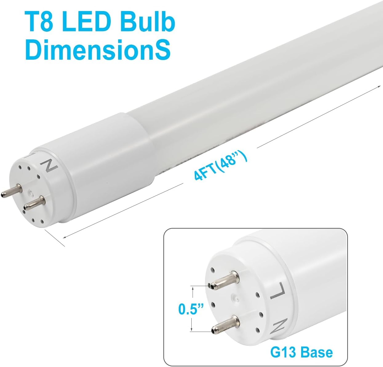20 Pack 4FT LED T8 Type A+B Tube Lights, 24W, 5000K, Single or Double End Powered, Plug and Play or Ballast Bypass, 4 Foot T10 T12 Fluorescent Bulbs Replacement, Milky Cover