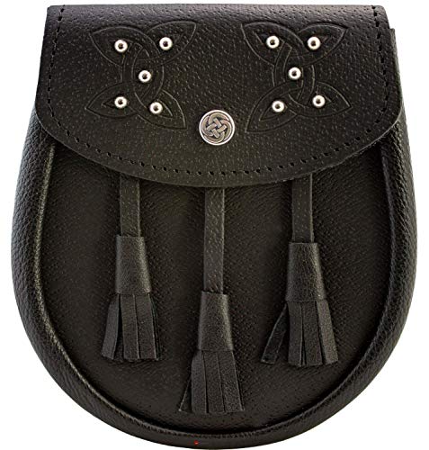 Sporran écossais cuir noir pour ranger vos affaires en kilt