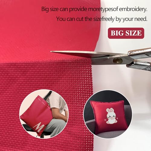 Image of 14CT Aida Cloth - 30x35 Inch Cross Stitch Fabric for Embroidery, Pre-Cut Needlework Material, Acid-Free, Durable Weave(Red)