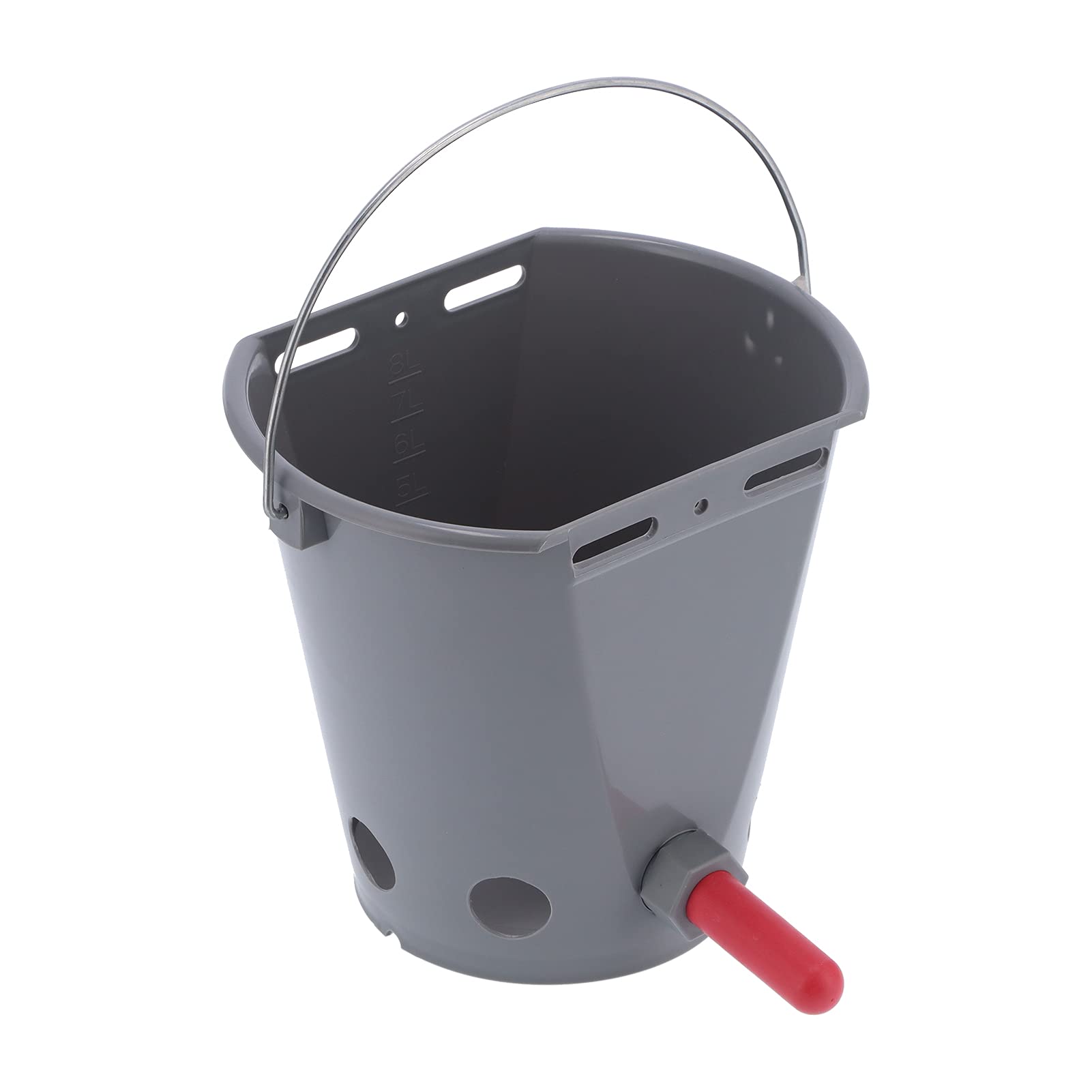 Wiadro do karmienia zwierząt gospodarskich Plastik spożywczy z 5 smoczkami Szary do karmienia mlekiem (For cattle)
