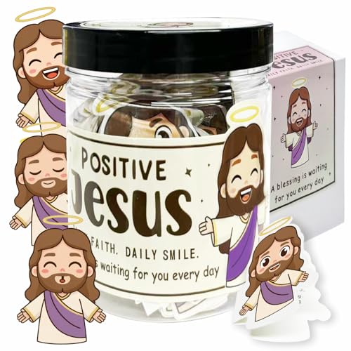Emotional Support Jesus Jar, 60 Double-Sided Scripture Cards & Daily Encouragement Mini Blessings, Christian Easter Gift for Women, Teen Girls Basket Stuffer