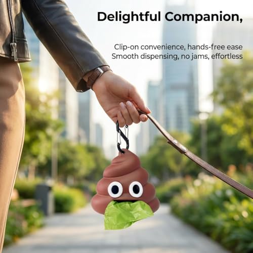 Image of Dog Poop Bag Dispenser for Dog Leash, Poop Shape Sturdy Holder (Pack of 3)