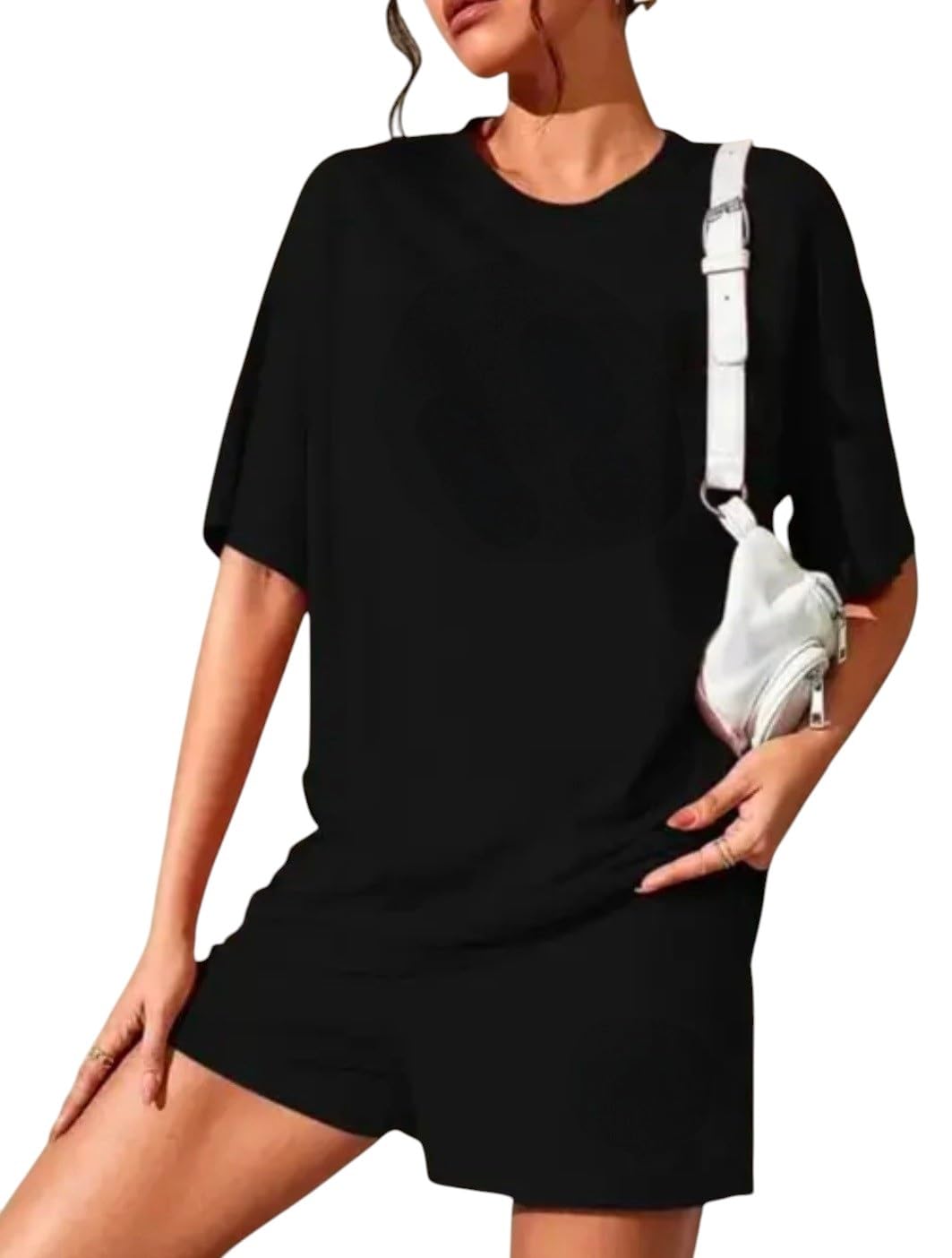 fabitto Women’s Cotton Co-Ord Set | Oversized T-Shirt & Shorts Set for Women | Casual Summer Lounge Wear | Soft Comfortable Outfit | Trendy Two Piece Set for Women-picture-38
