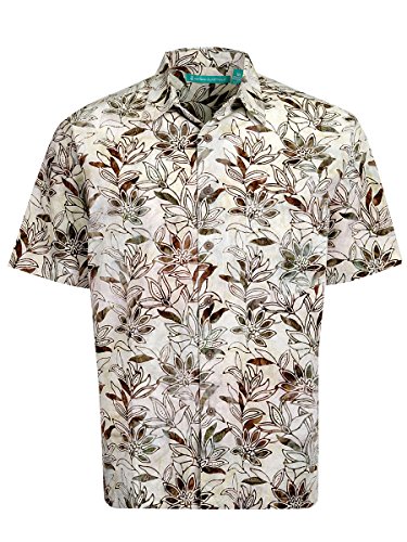 Artisan Outfitters Point Dume Batik Cotton Shirt (Viridian Ecru, 4XB) AO118-1025-4XB