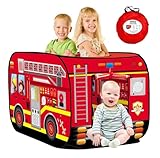 Cecailin Pop Up Tent for Kids.Fire Truck Play Tent Role Play Firefighter Tent.Large, Easy to Organize.Birthday Gift for Girls & Boys.Can Be Played with by 2-3 Kids.for Toddler - Indoor & Outdoor, Red