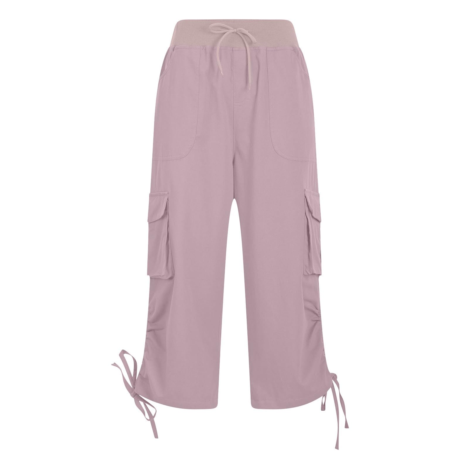 Cargo-Caprihose für Damen, 3/4-Länge, entspannt, lässig, verkürzt, Wanderhose mit mehreren Taschen, Damen-Jogginghose, bequem, athletisch, Urlaub, leger, lockere Outdoor-Loungehose