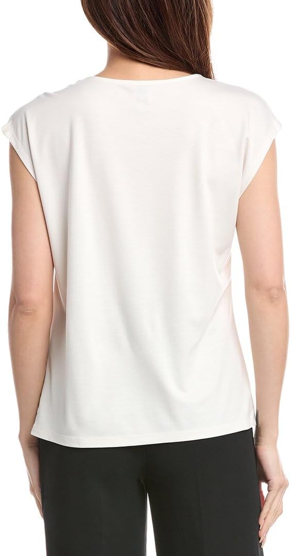 Anne Klein Womens Anne Klein Women's Cap Sleeve Asymmetrical Pleat Top - Image 2