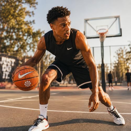 Image of Nike Everyday Playground 8P Next Nature Deflated Rubber Basketball Size 7, Durable Grip Outdoor, Multi /Black /Black /White
