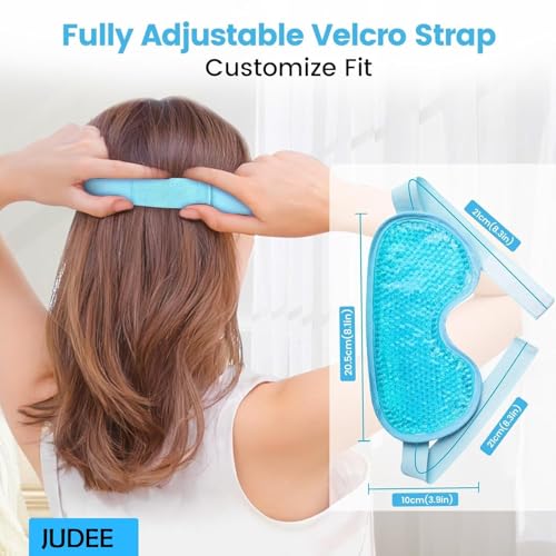 Image of JUDEE Reusable Gel Beads Eye Mask for Sleeping - Hot & Cold Therapy Eye Pillow for Relaxation and Comfort - Soft, Adjustable Sleep Mask (Blue)