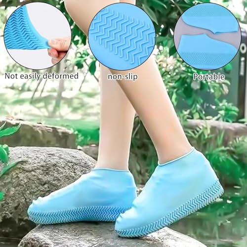 Image of Waterproof Silicone Shoe Covers - Reusable Non-Slip Rain Shoe Covers for Rainy and Snowy Outdoors, Garden, and More - Durable, Washable and Easy to Wear (Multicolor)