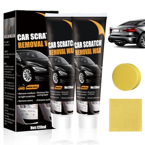 2Pcs Car Scratch Remover Wax, Professional Scratch Remover for Vehicles, Car Scratch Repair Paste for Deep Scratches with Wipe and Sponge,Universal Car Scratch Removal Wax for Deep Scratches Paste Kit