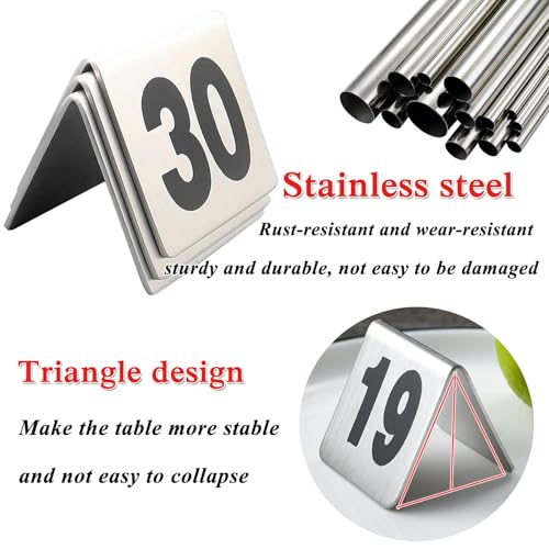 Wielokrotnego użytku Numery Stołu Ze Stali Nierdzewnej 1-50, Sturdy Metalowe Karty Namiotowe Na Wesela i Bankiety, Podwójne Stackable Seat Znaki Do Dekoracji Imprezy Restauracji