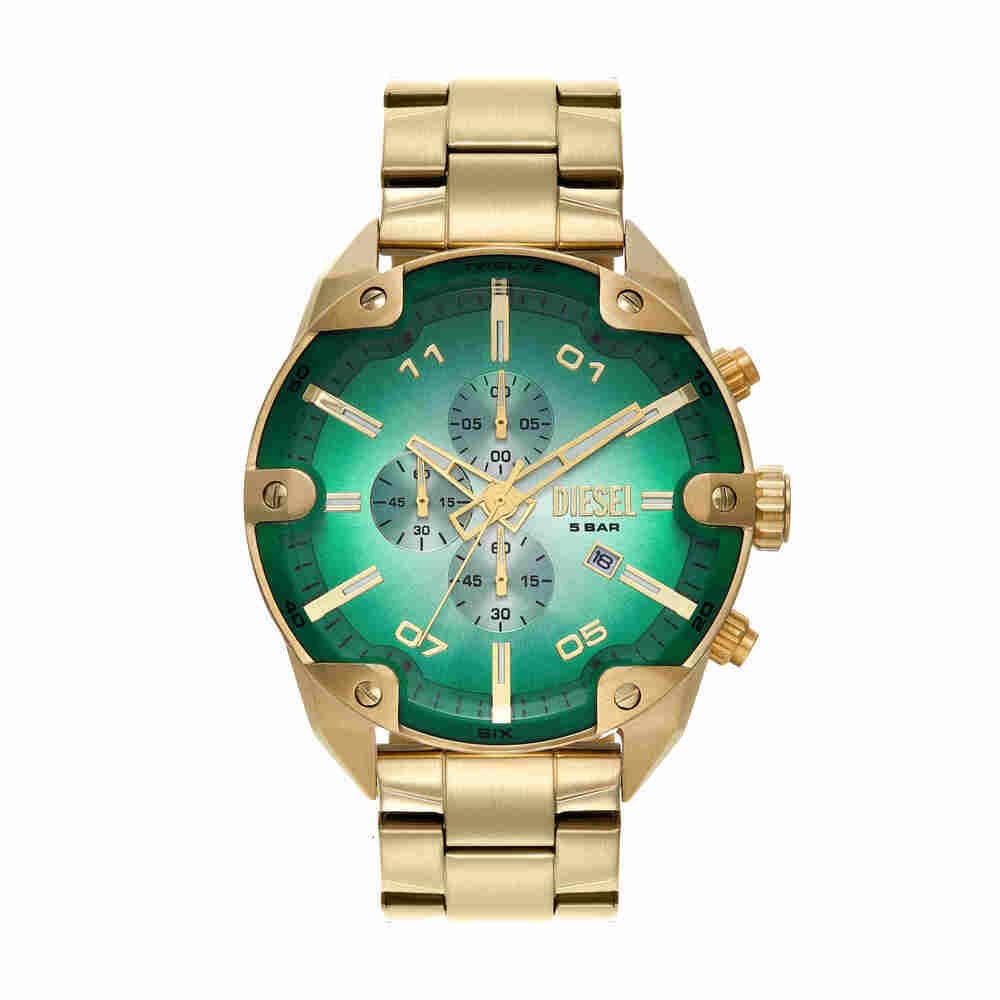 Diesel Spiked Uhr für Männer, Quarz-Chronographenwerk mit Edelstahlarmband