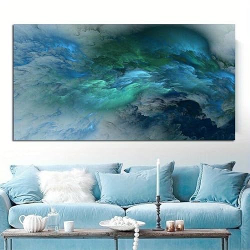 Peinture sur toile de nuage abstrait LSYALUCK 80x165cm cadre intérieur