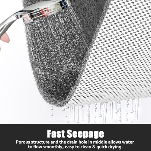 Image of Large Shower Mat Non Slip, 36x36 Inch Shower Floor Mat with Drain Hole in Middle, Super Soft and Comfortable PVC Loofah Massage Bath Mat for Shower, Anti Slip Shower Stall Mat, Quick Drying