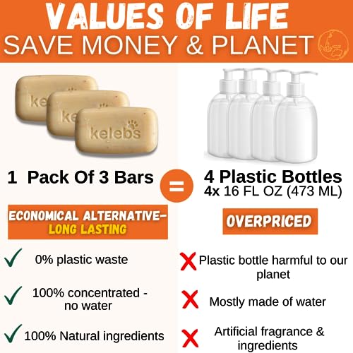 Kelebs Deodorizing Dog Shampoo For Smelly Dogs | Puppy Shampoo | Organic Pet Shampoo For Dogs | Natural Dog Shampoo Bar | Citrus Essential Oils | Eco-Friendly | Zero Plastic Waste | Vegan | 3 Pack #TOP3