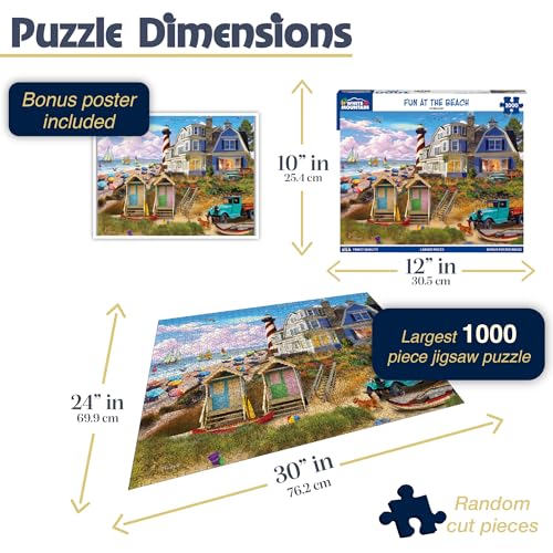 Rompecabezas White Mountain de 1000 piezas: Verano Costero, Diversión en la Playa | Piezas Grandes, Regalo para Adultos y Familia, 24" x 30", Faro miniatura 3