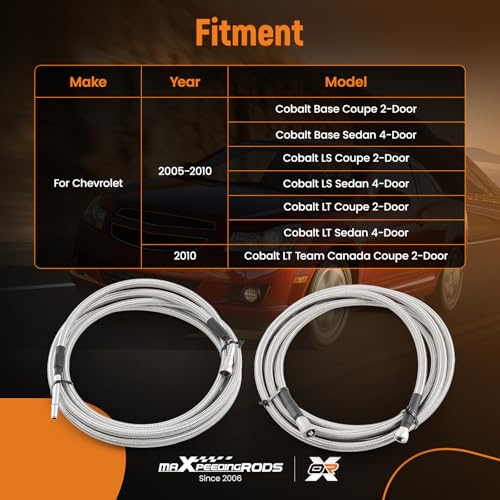 Image of maXpeedingrods Fuel Line Repair Kit for Chevrolet Cobalt (LS /LT) 2005-2010, QFF0015SS Stainless Steel Braided Fuel Line Kit for Chevrolet Cobalt LT Team Canada Coupe 2-Door 2010 19-801 | 819-811