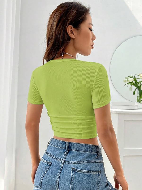 Image of Niren Enterprise Apple Short Sleeve Ribbed Modal Women Crop top, Pack of 1
